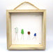Seaglass painted birds in a wood frame
