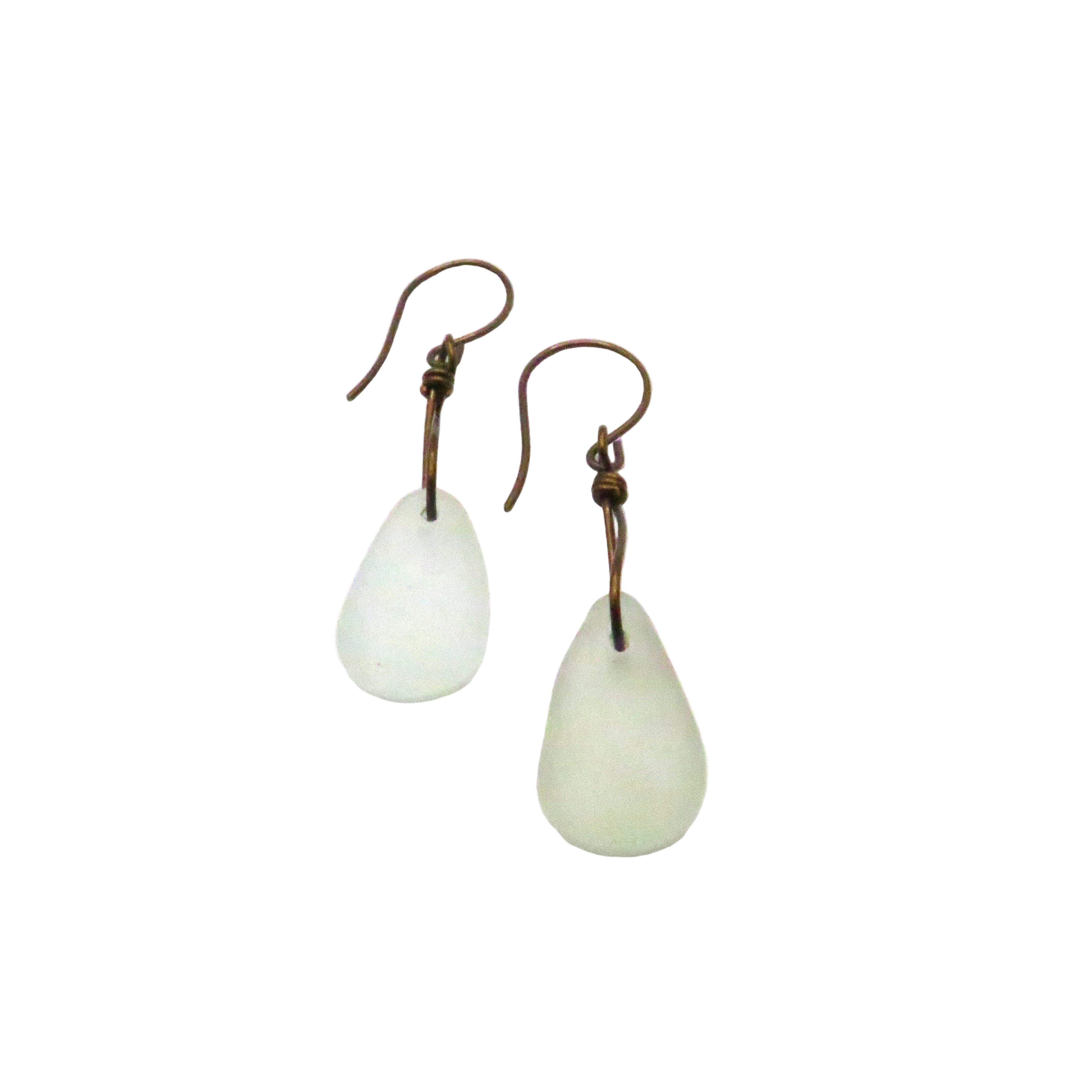 White Sea Glass drop earrings