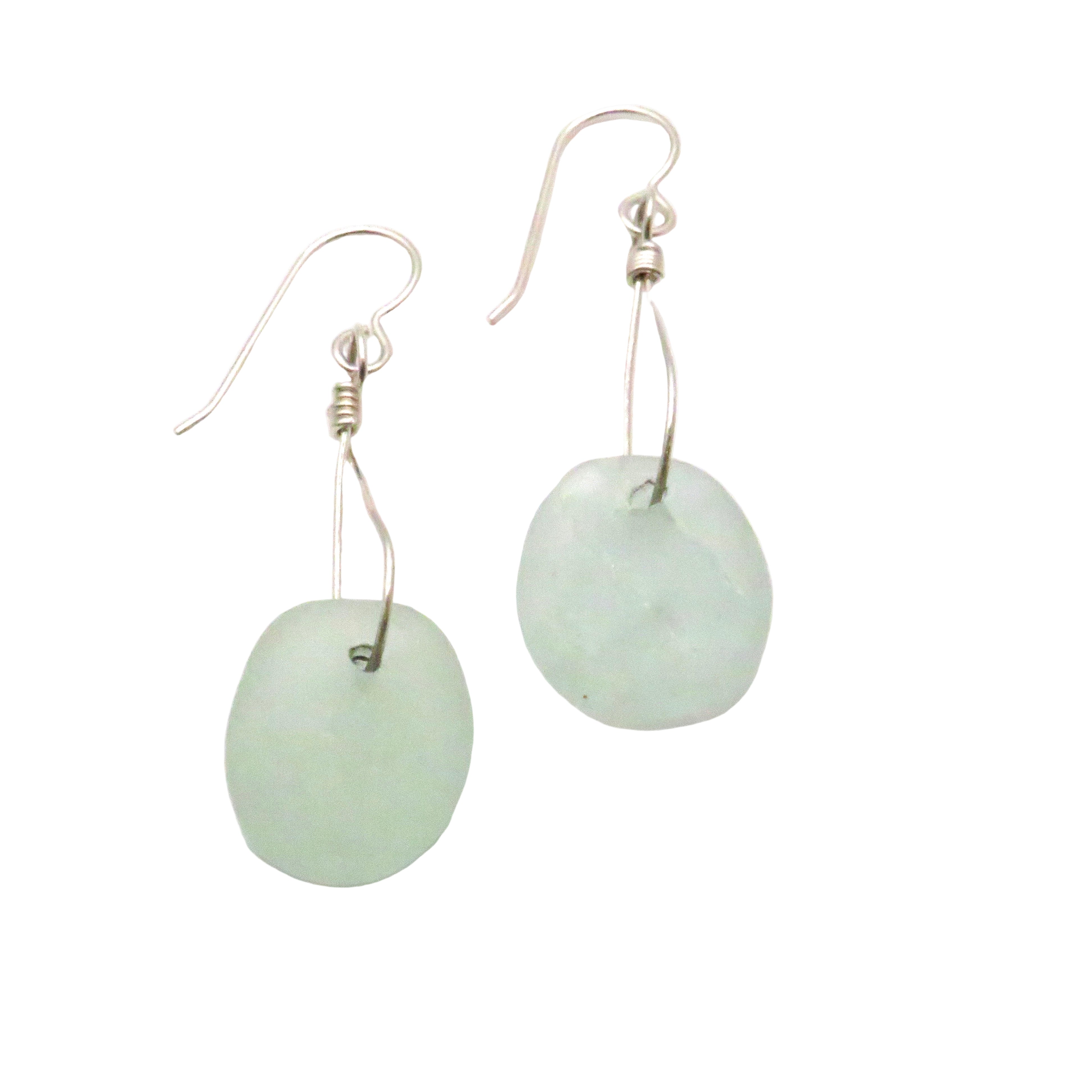 Green Sea Glass drop earrings
