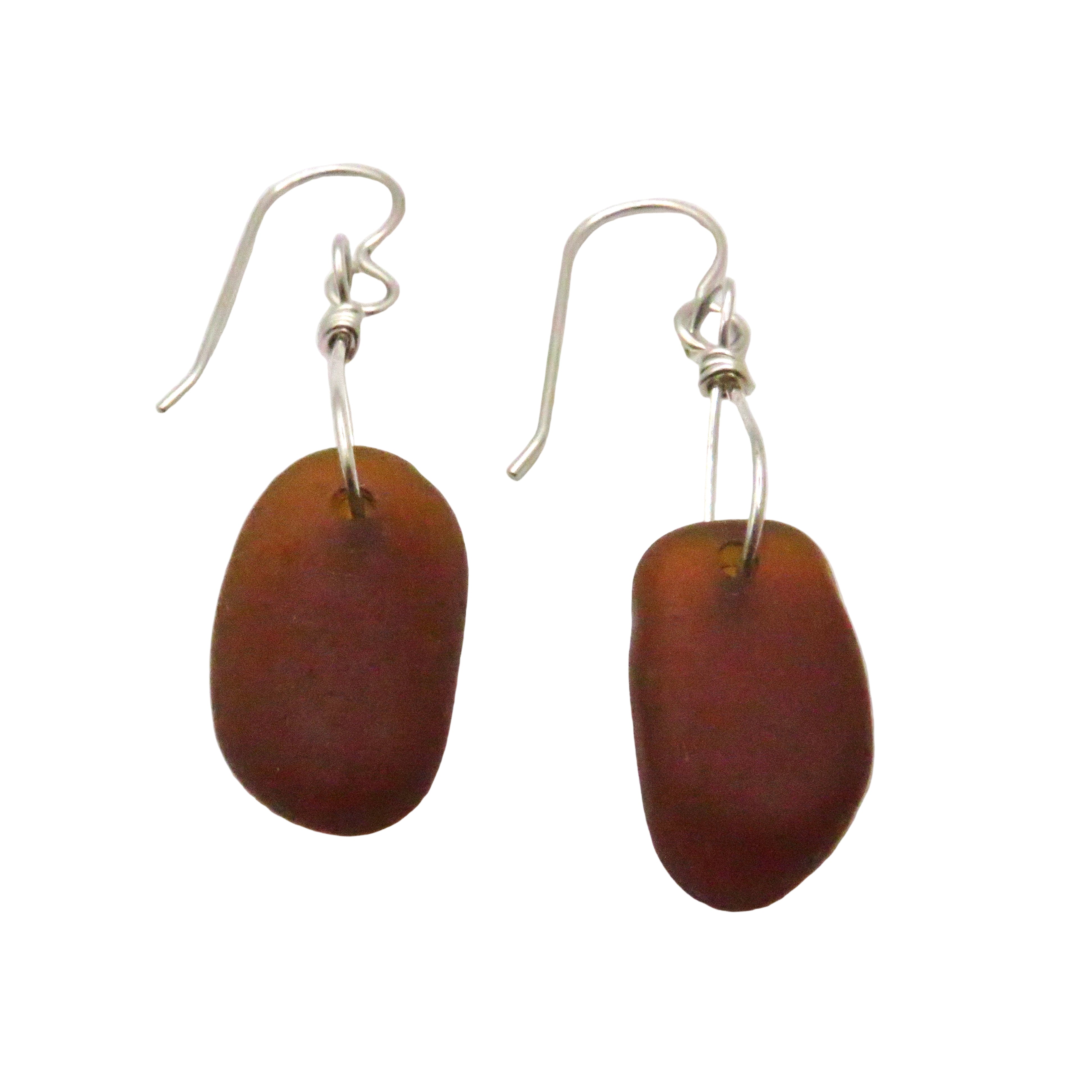 Brown Sea Glass drop earrings