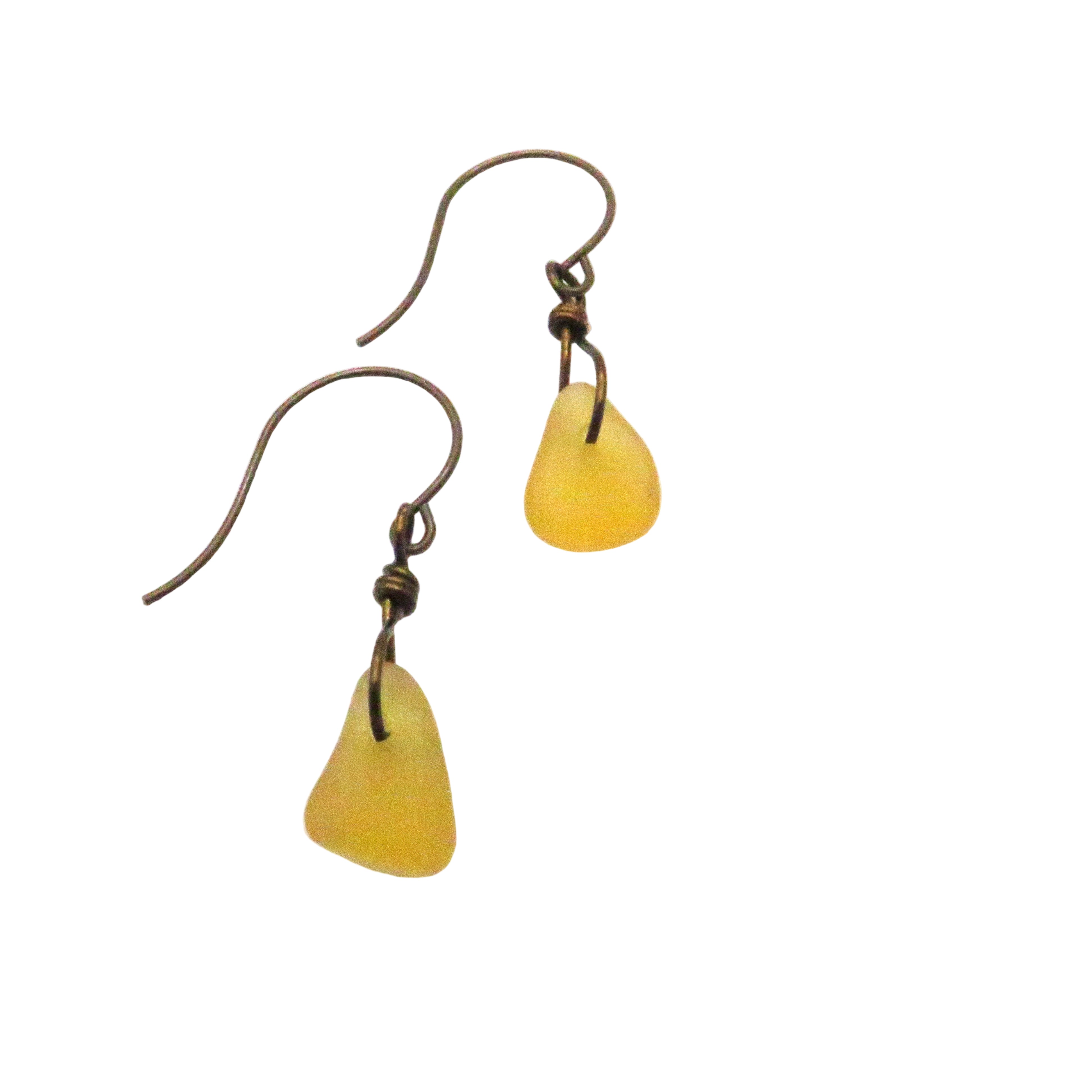 Yellow Sea Glass drop earrings