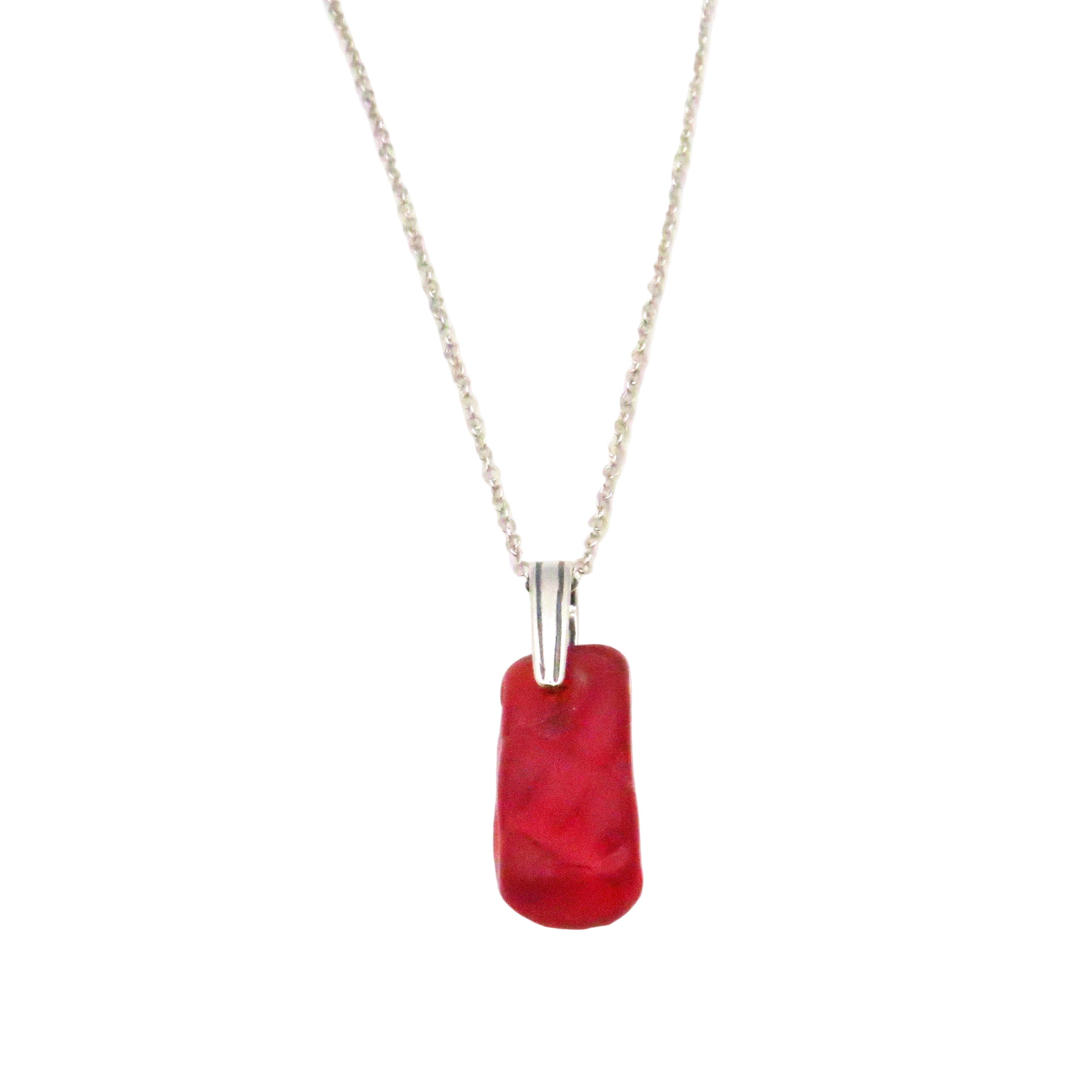Red Sea Glass and Sterling Silver Pendant