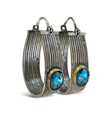 blue stone hoop earrings