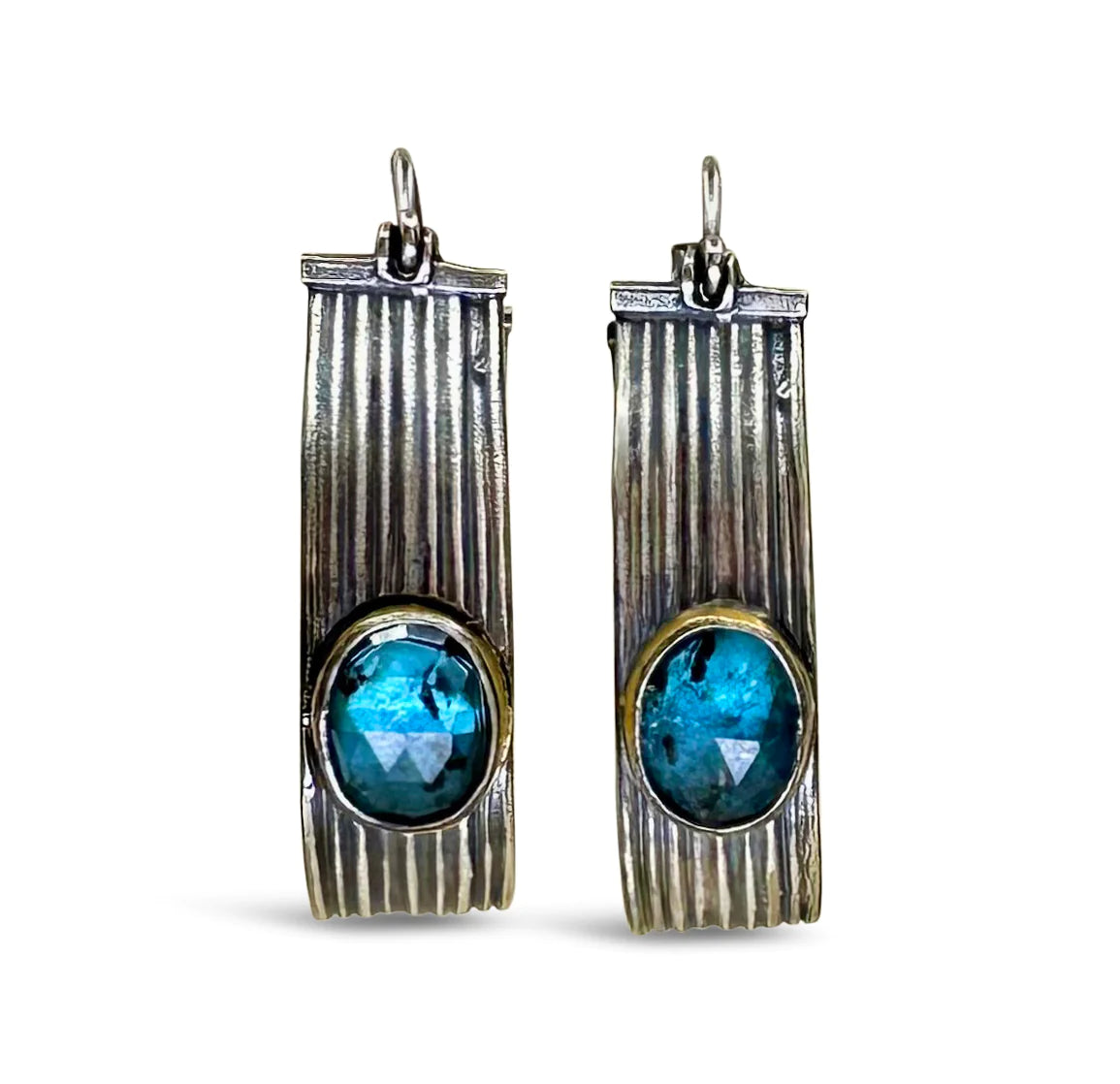 hoop earrings with blue stone