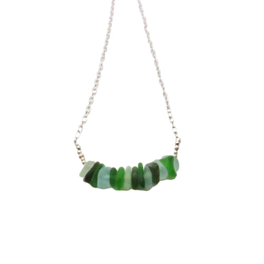 Green Sea Glass and Sterling Silver Necklace