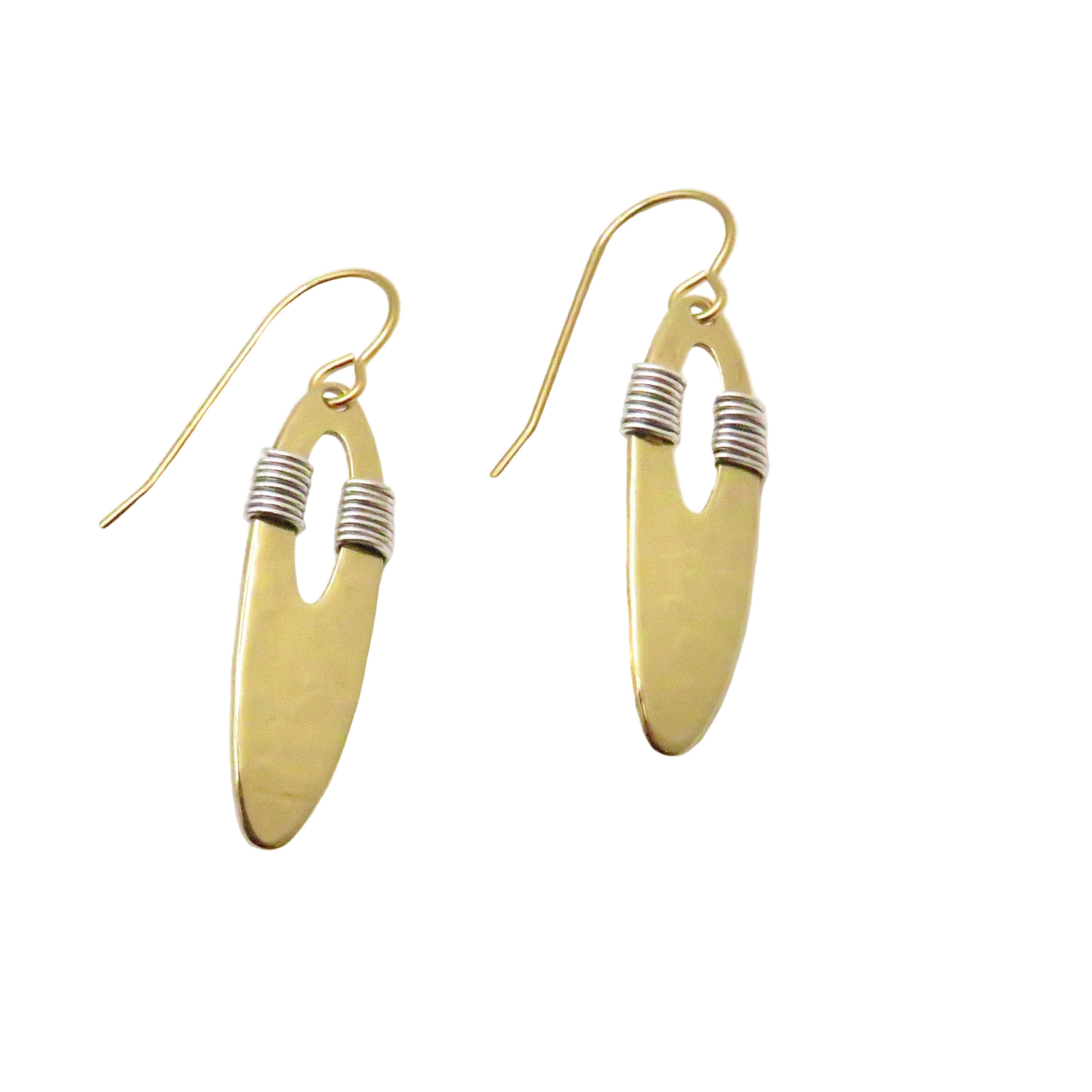 Long Oval Wire Wrapped Earrings
