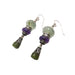 Green Quartz, Amethyst, and Peridot Silver Earrings