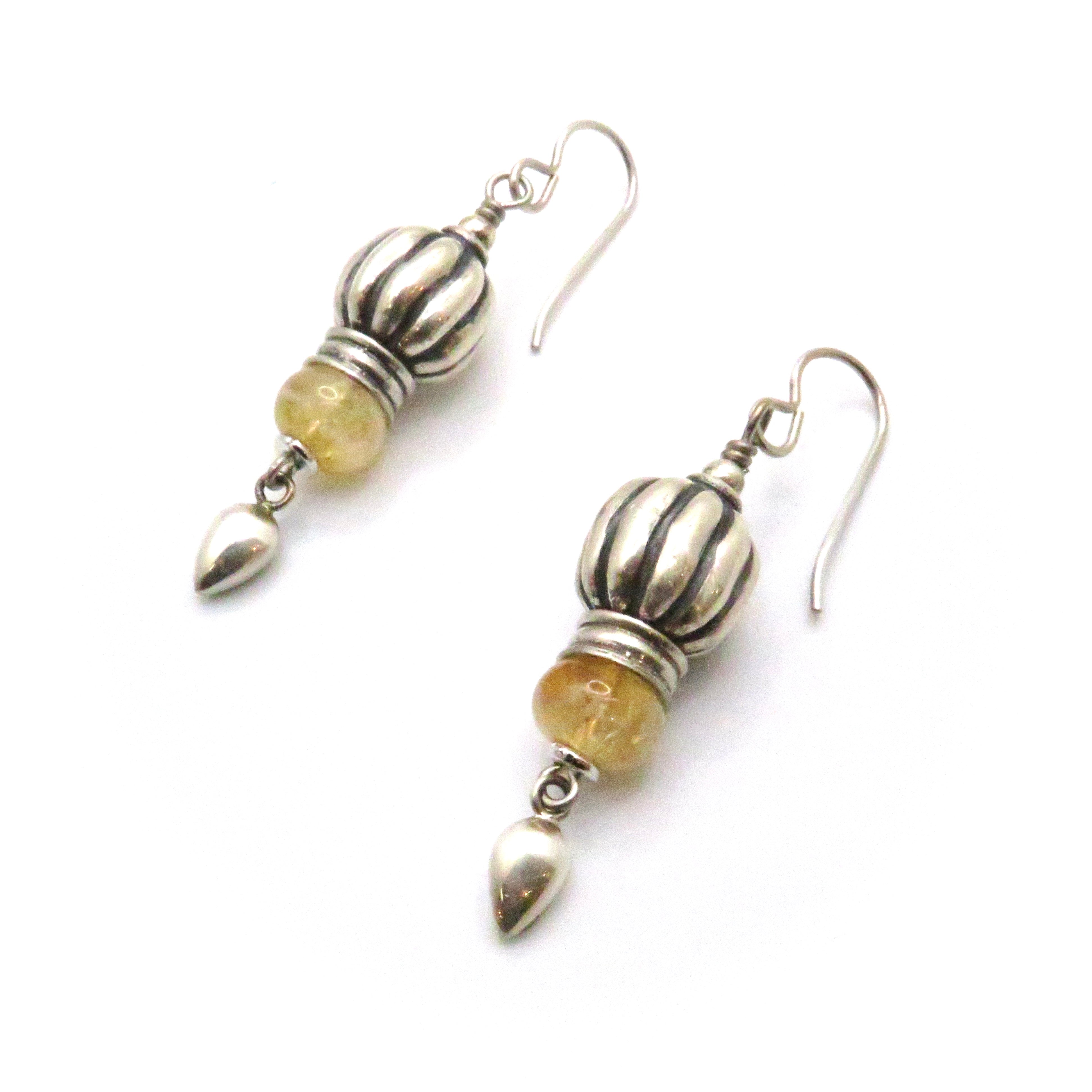Sterling Silver and Citrine Dangle Earrings