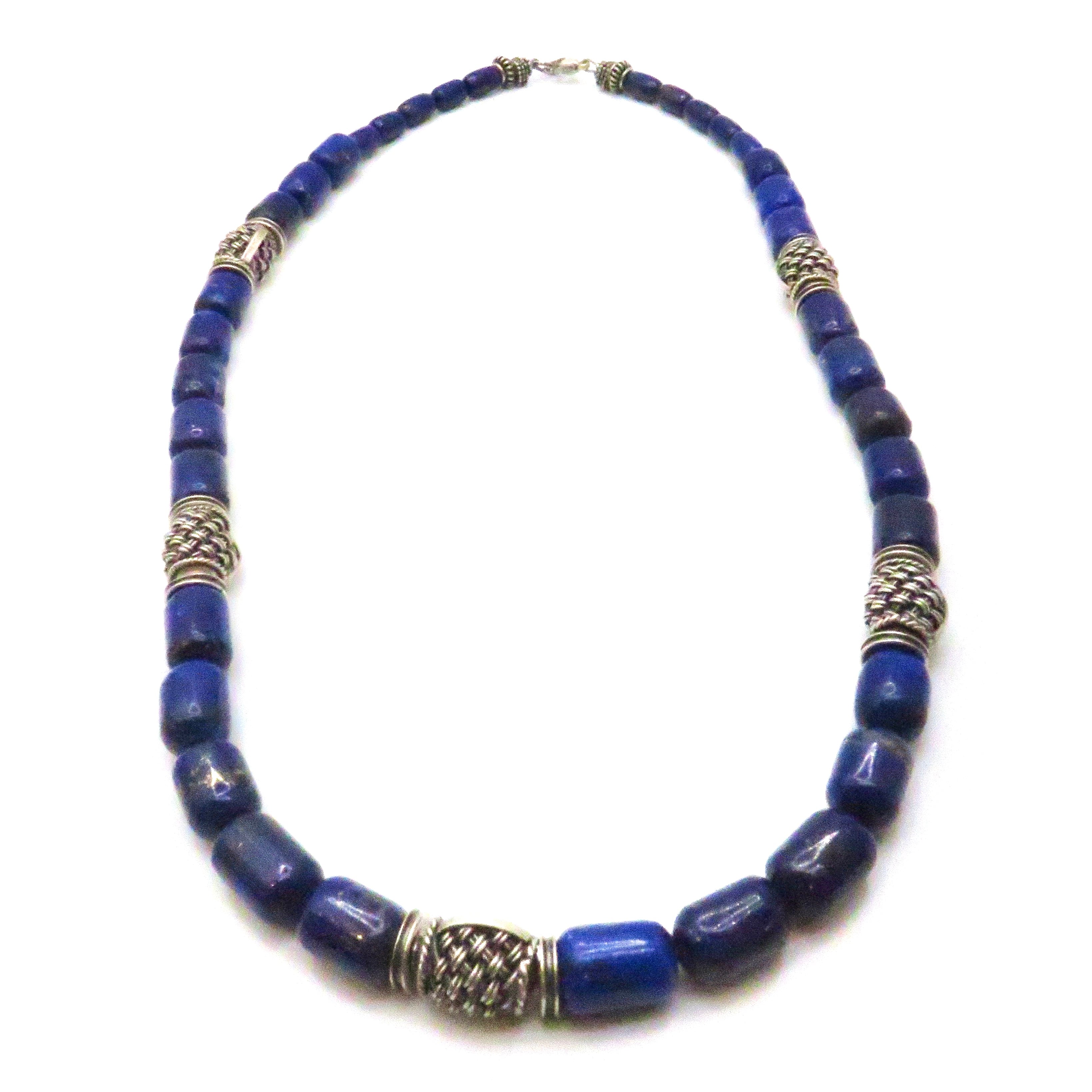 Hand-Cut Lapis and Sterling Silver Necklace