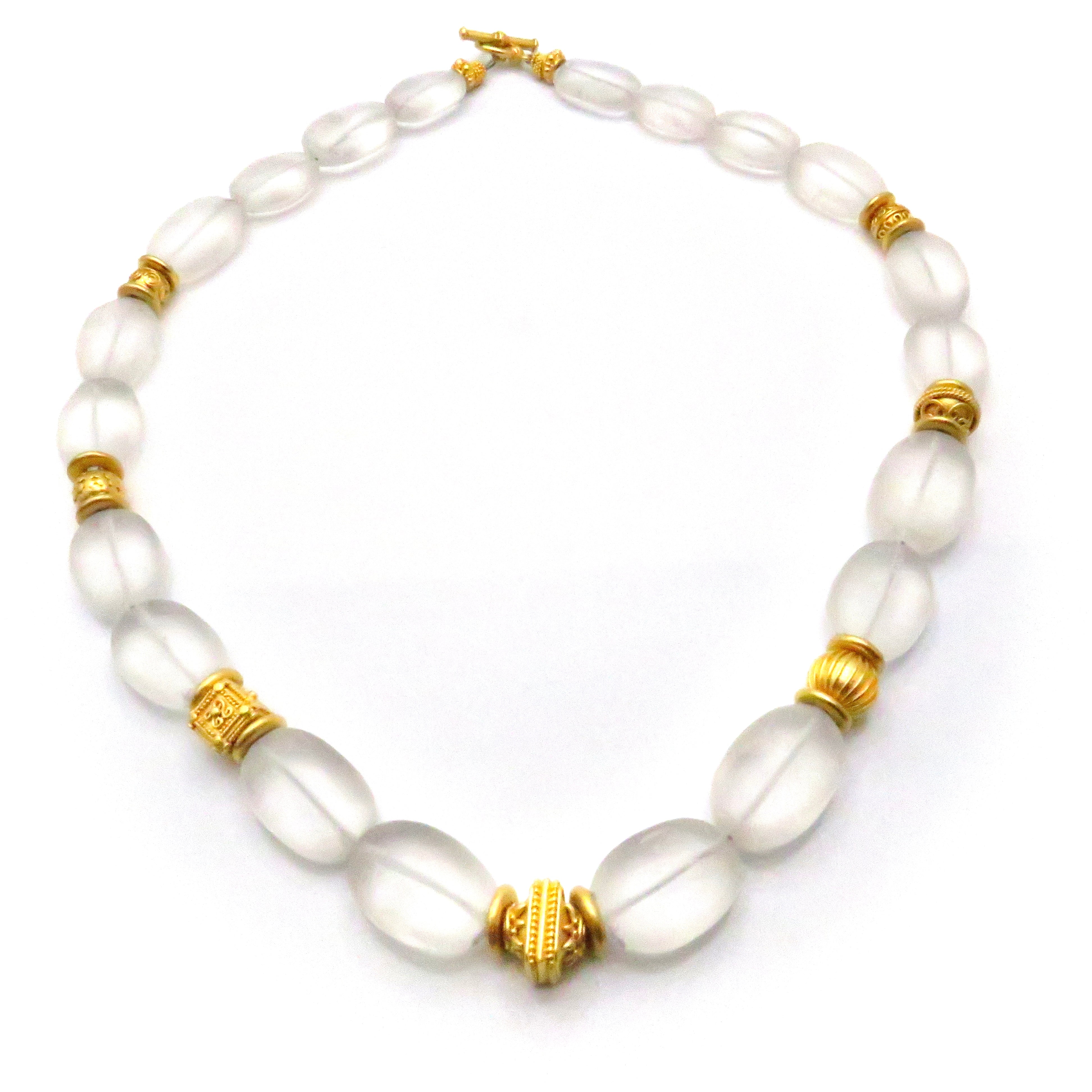 Frosted Quartz and 23K Gold Vermeil Necklace