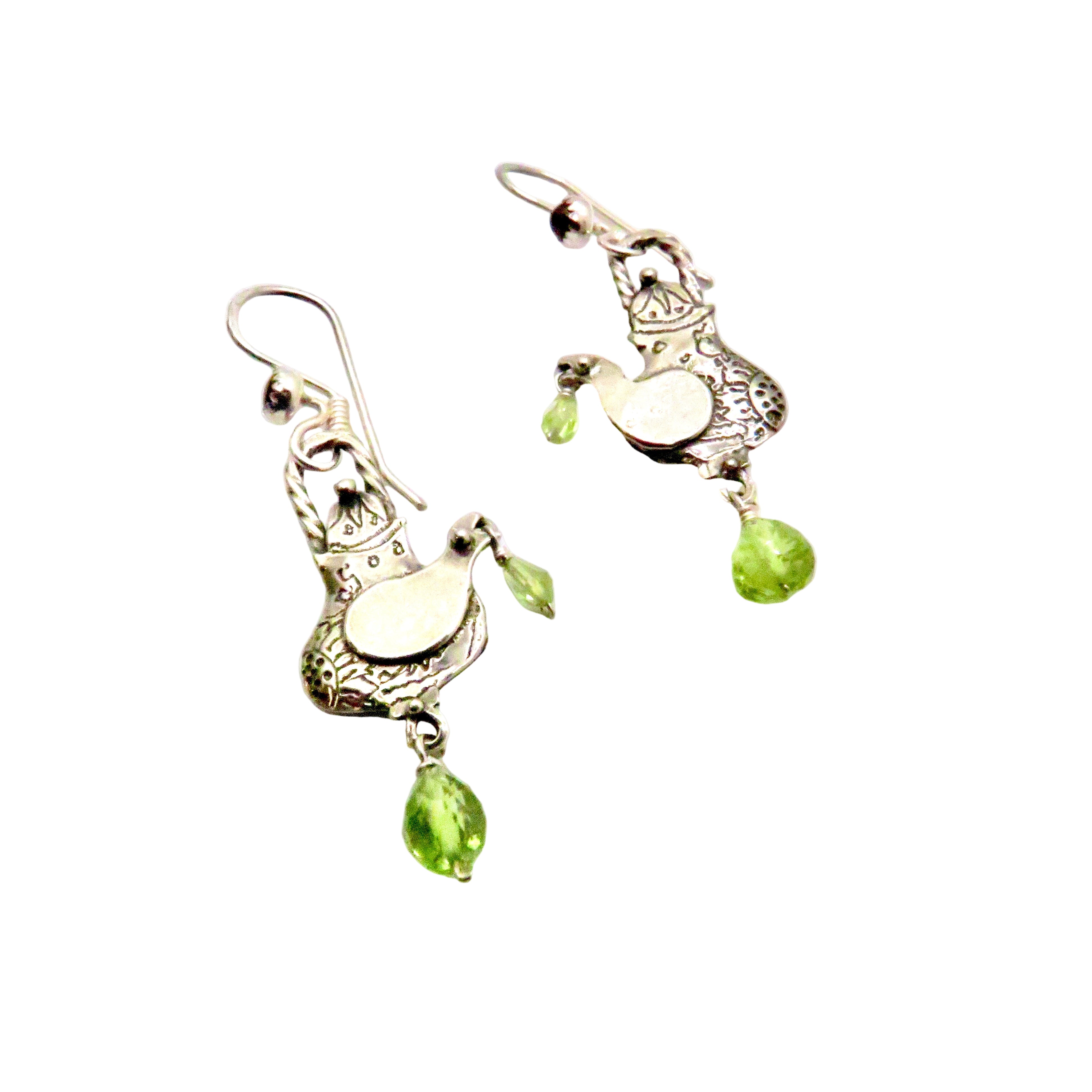 Sterling Silver and Peridot Kettle Earrings