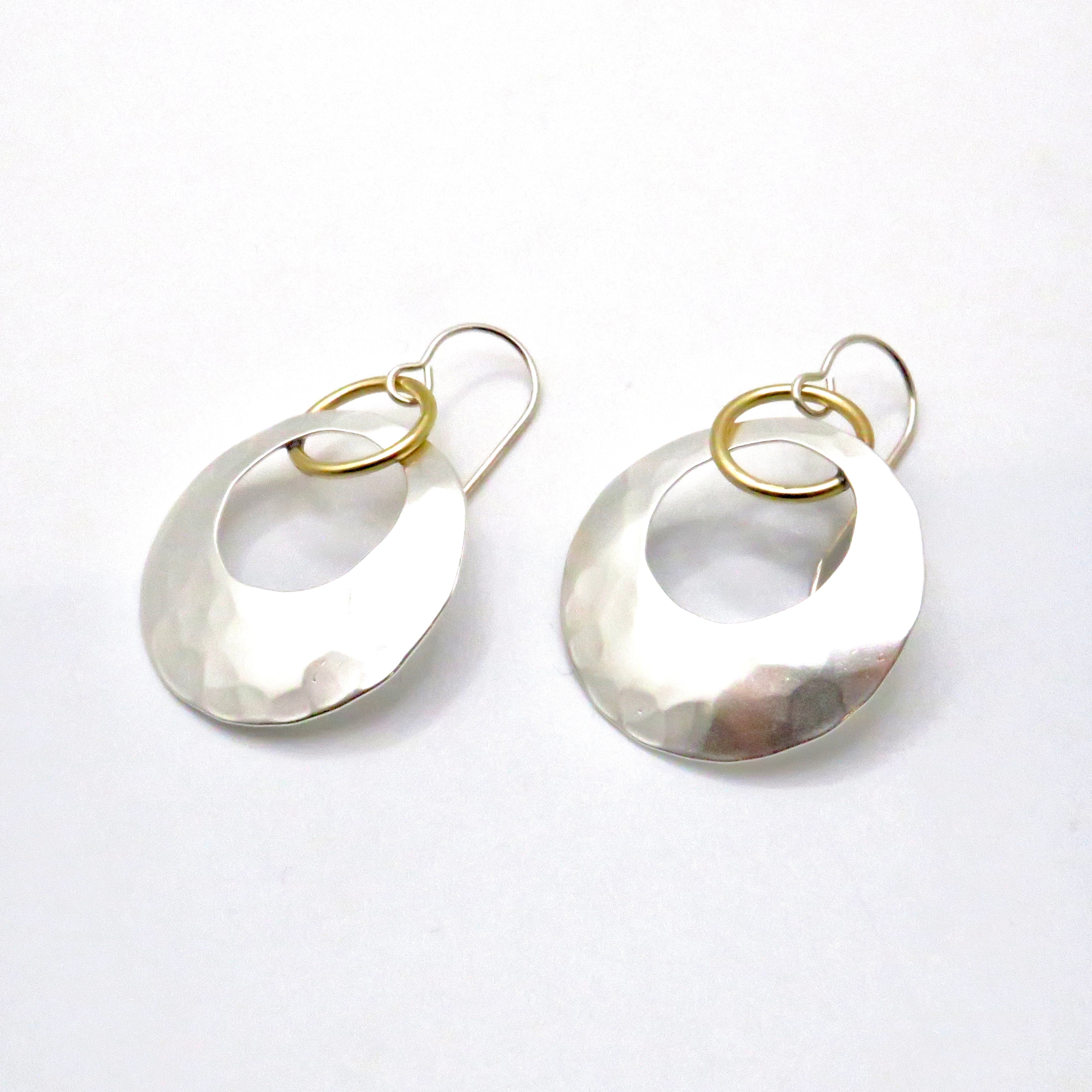 Silver Open Circle Disc Earrings