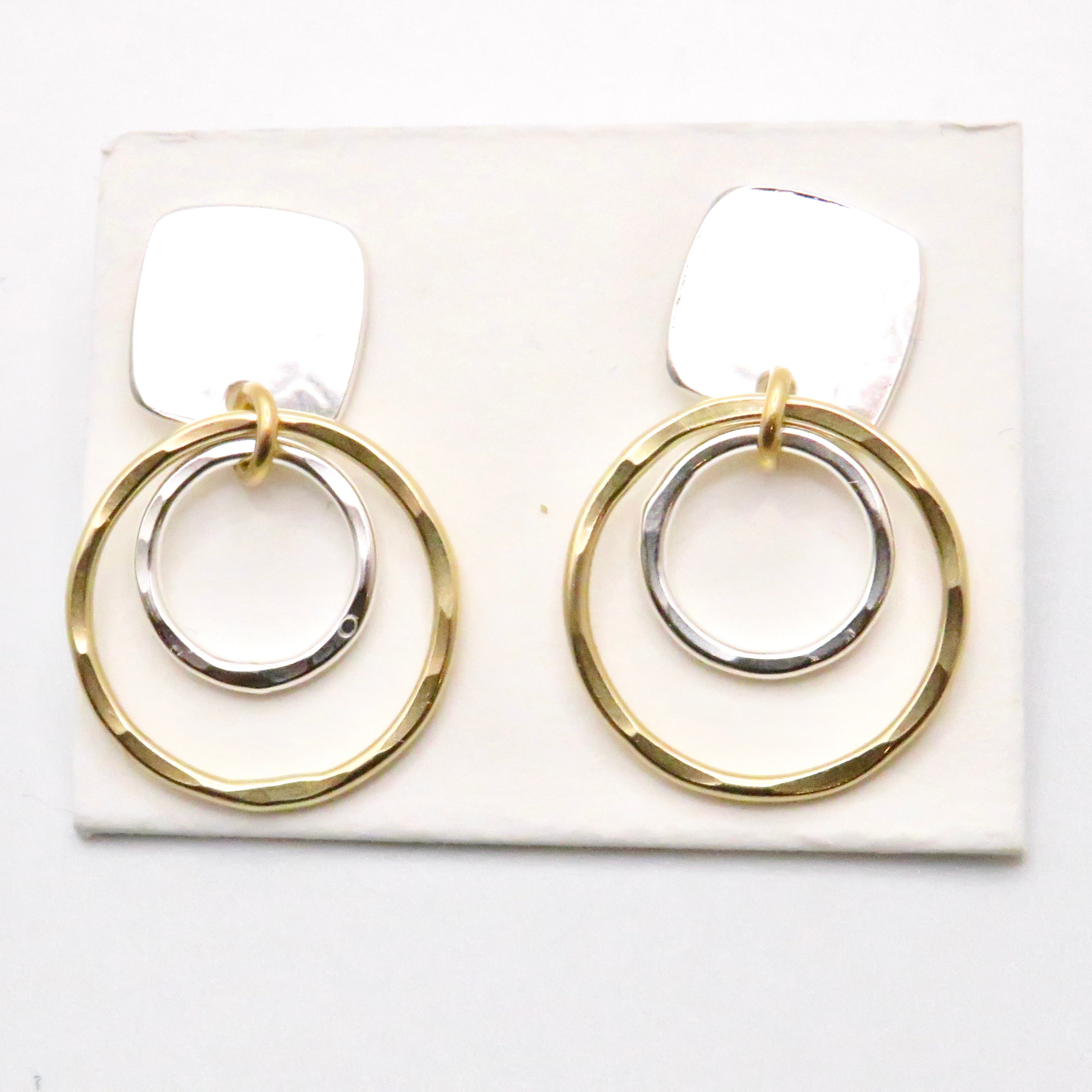 Square Post Double Circle Earrings