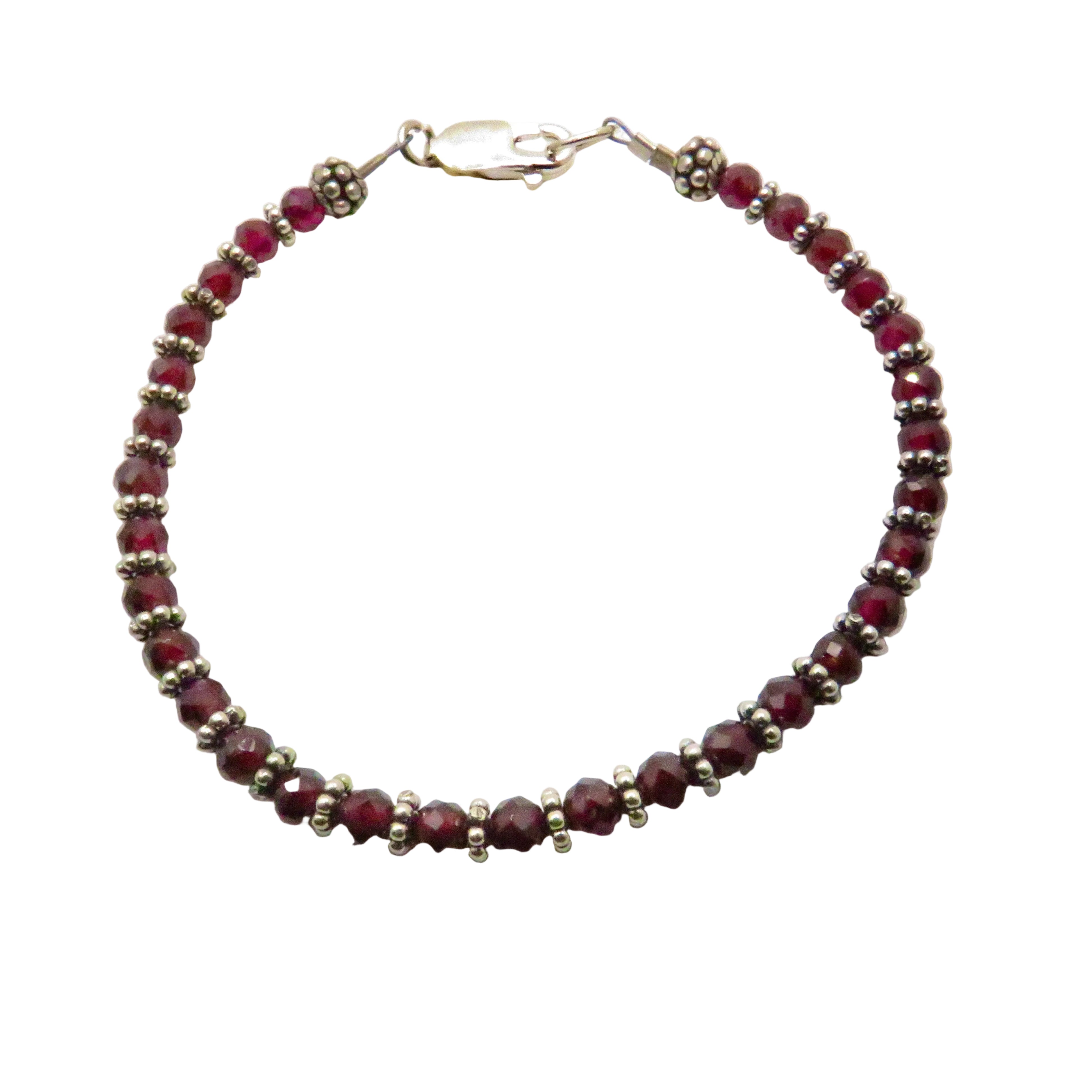 Garnet and Sterling Silver Bracelet
