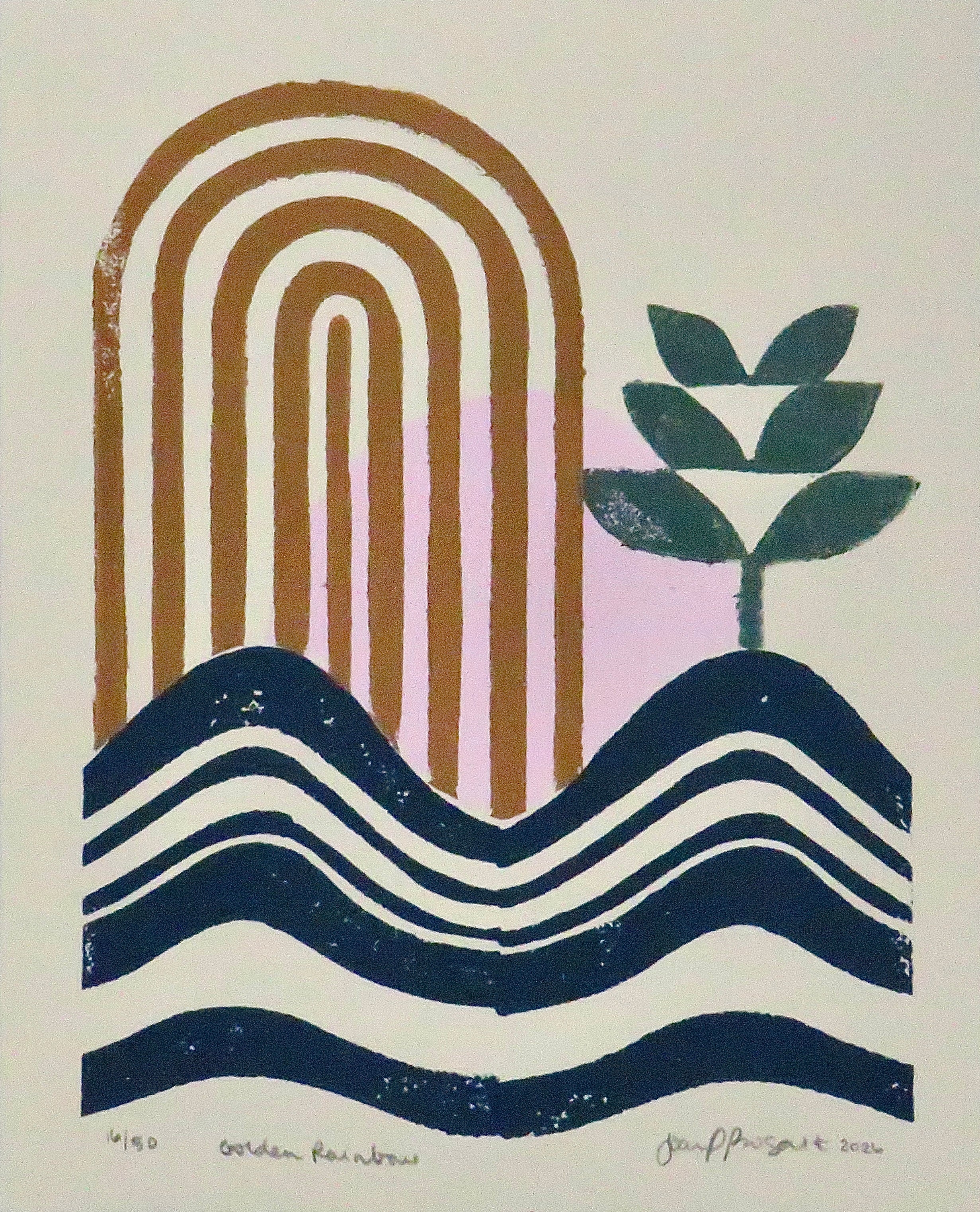 Golden Rainbow | Linoprint