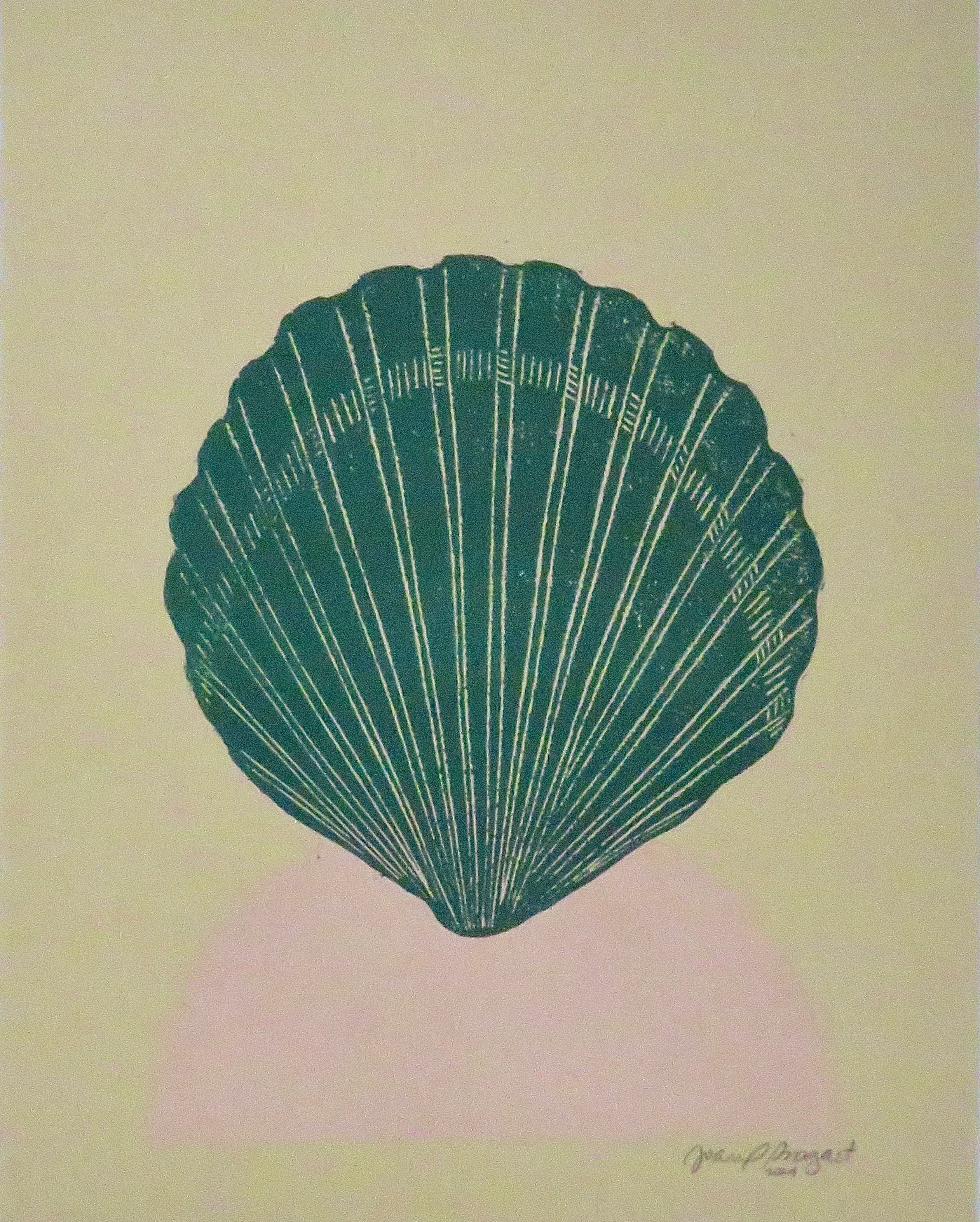 Scallop + Pink Moon | Linoprint