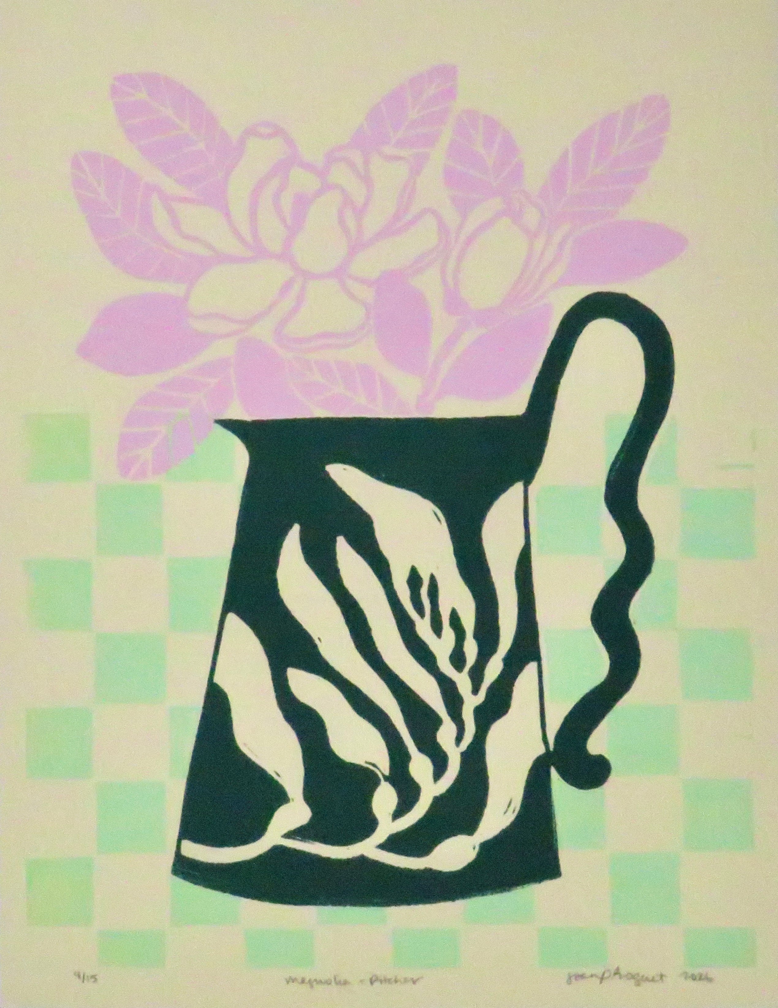 Magnolia + Pitcher | Linoprint