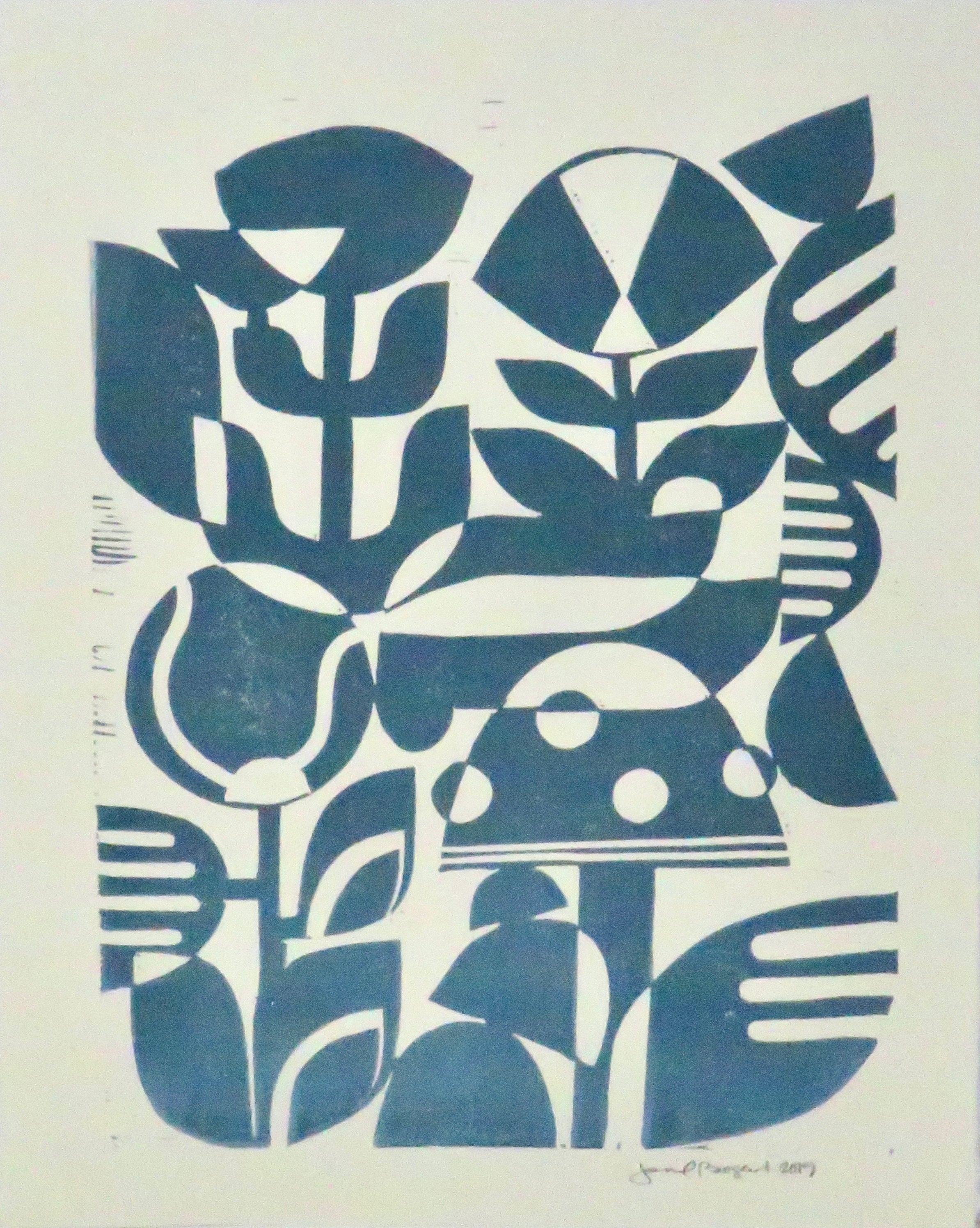Wildflowers and Mushrooms | Linoprint