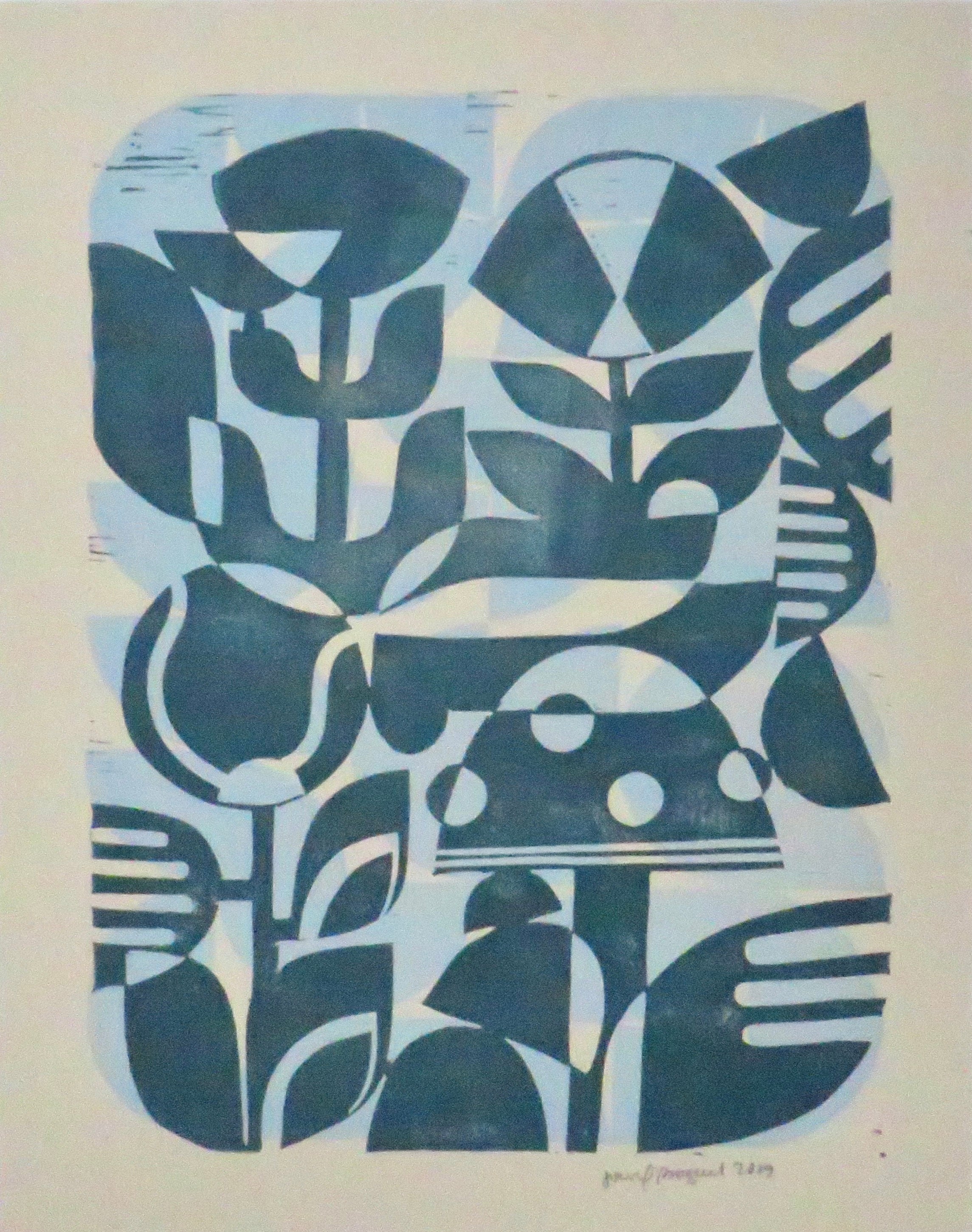Wildflowers and Mushrooms | Linoprint