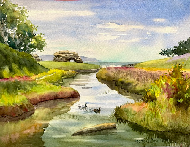 Natural Bridges Creek | Original Framed Watercolor | 12x16
