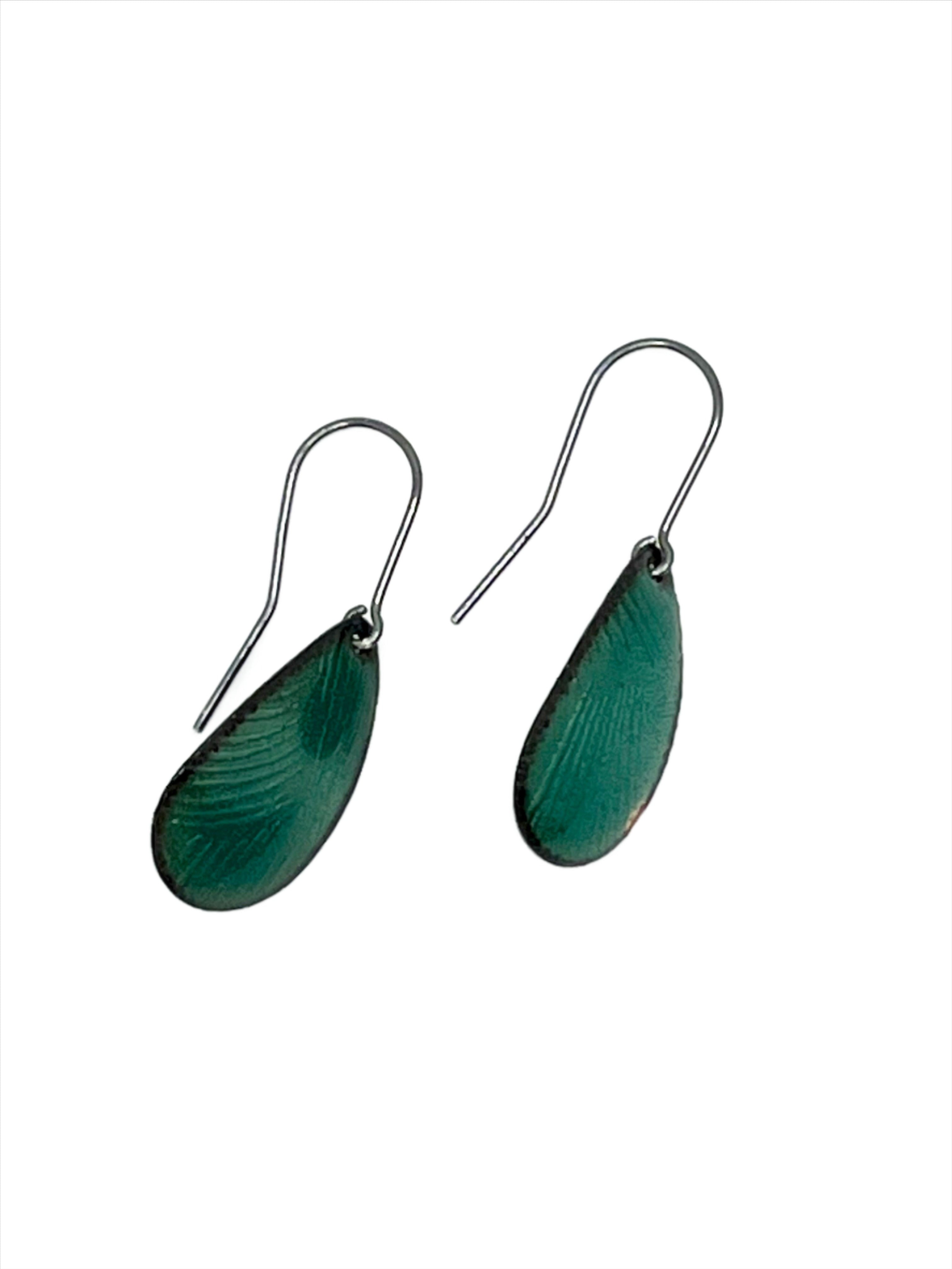 green tear drop earrings