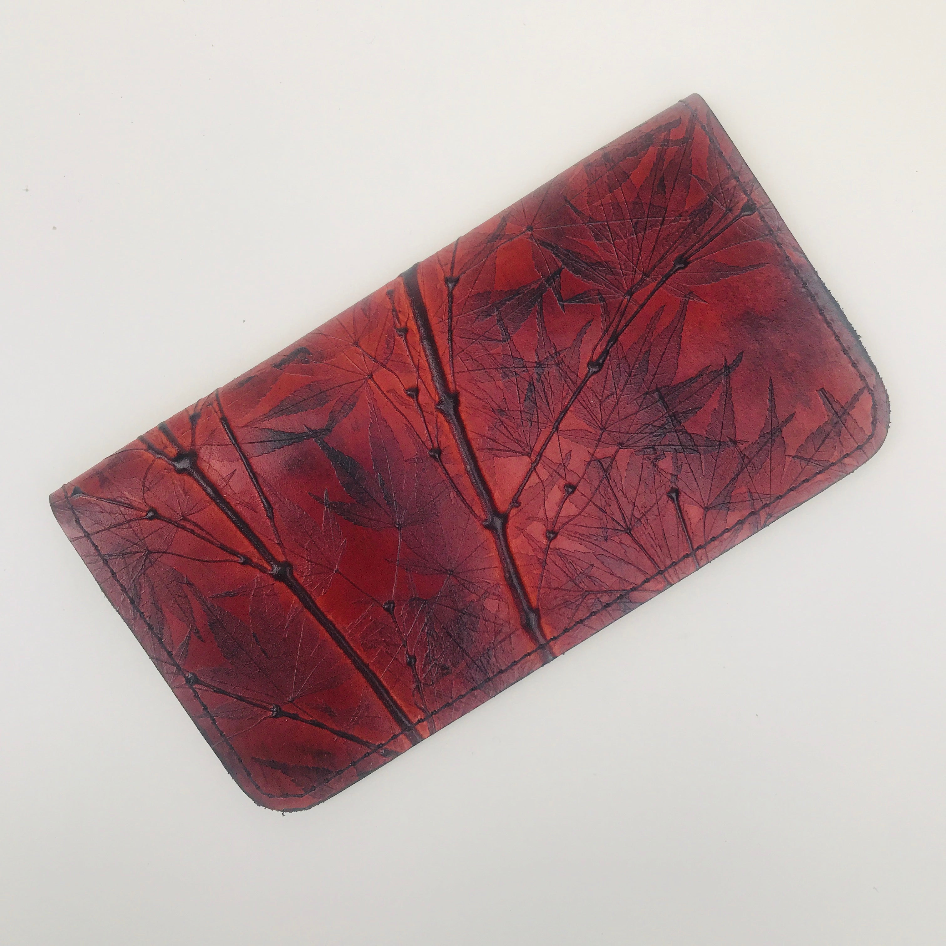 leaf leather checkbook cover