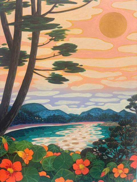 Rose Quartz Beach painted Canvas