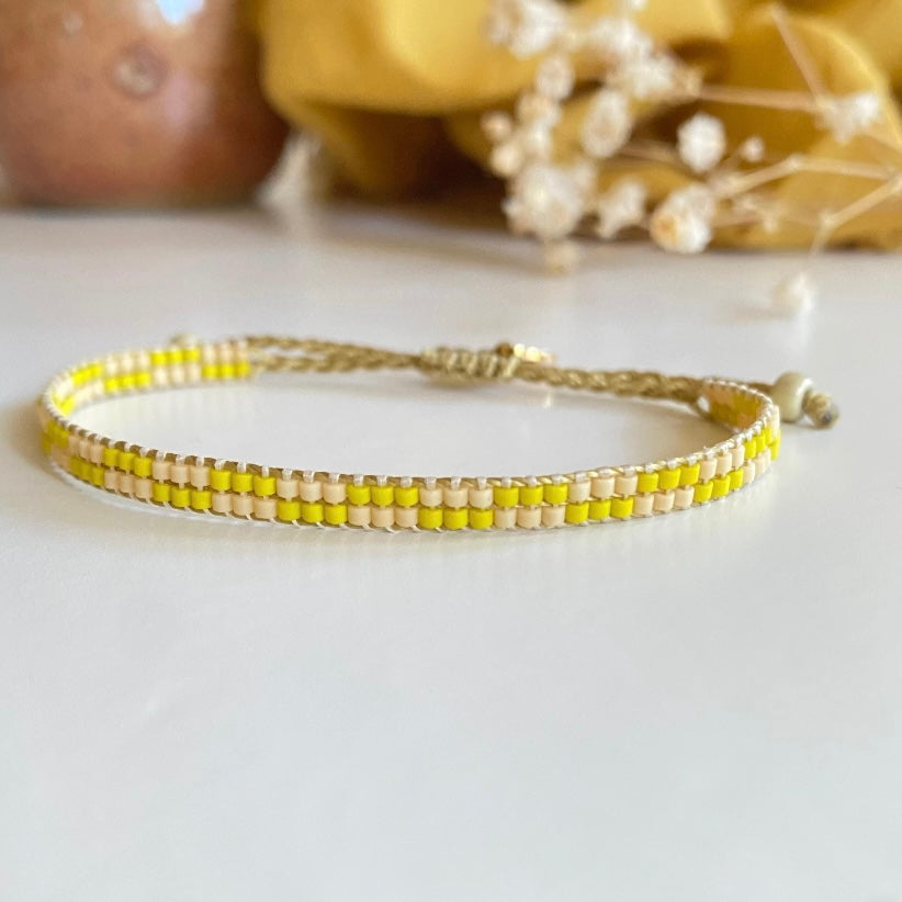yellow beaded bracelet multicolored