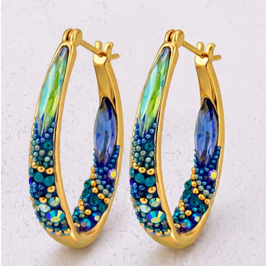 Shine bright like your favorite reality show star with these KE-8315 18K Gold Plate Crystal Hoop Earrings, perfect for turning heads and sparking envy!