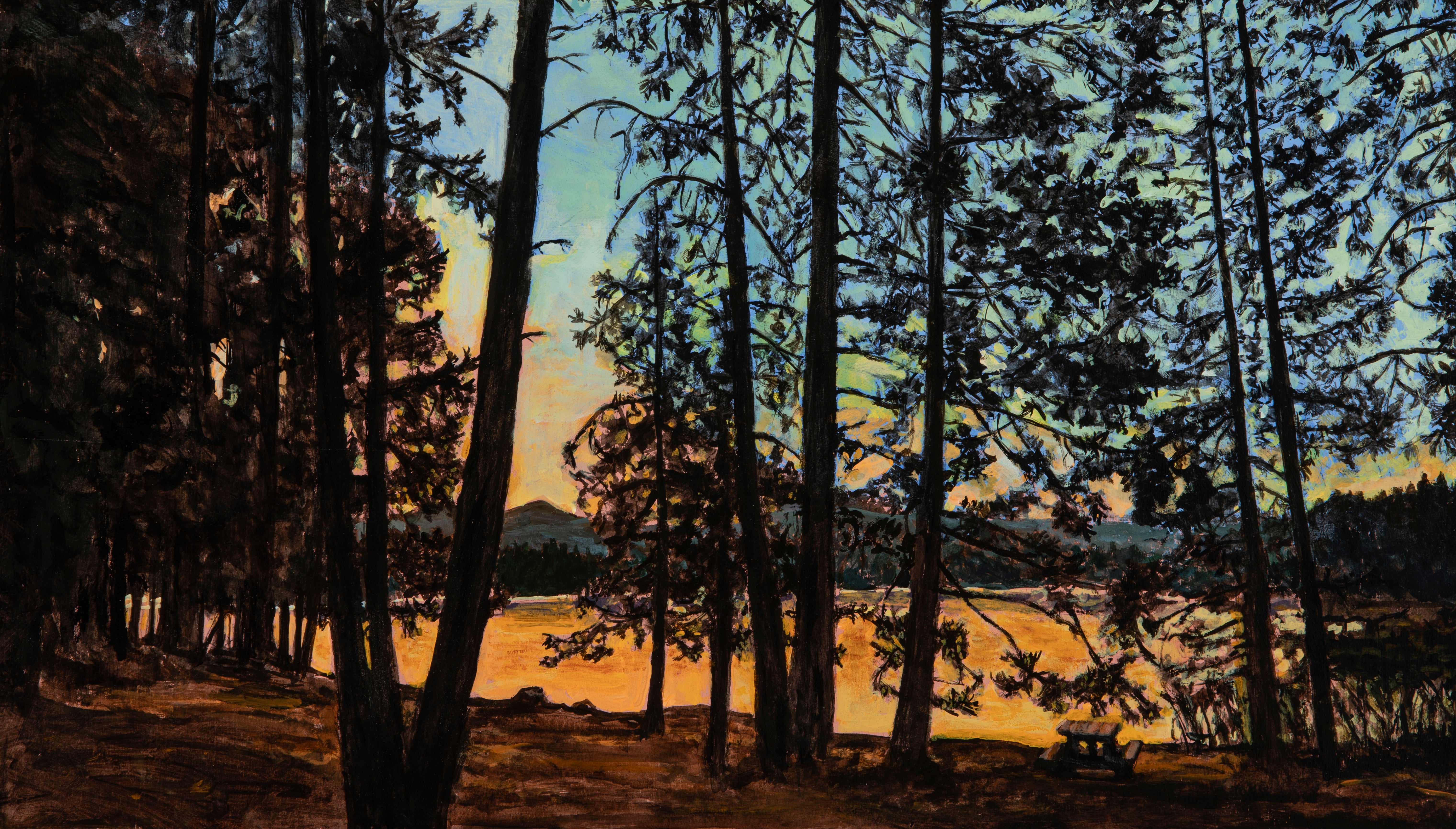 Chris Hinck greeting card sunset near a lake