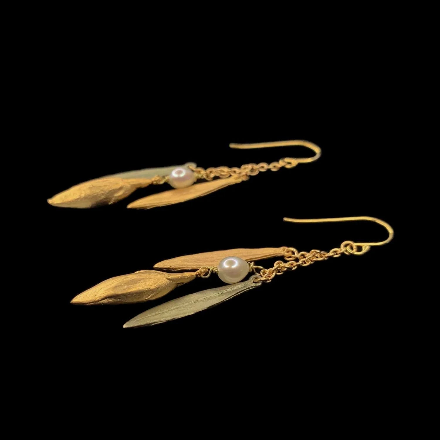 leaf and pear drop earrings