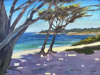 Beach Cypress trees painting