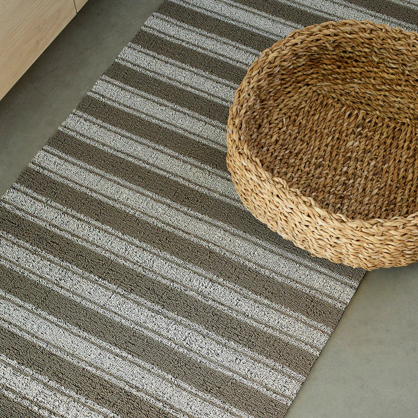 Chilewich Boardwalk Stripe Shag Mat-Walnut