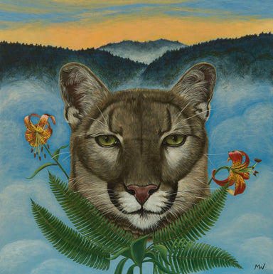 Acrylic painting titled 'Michelle Waters' by artist Michelle Waters, featuring vibrant colors on a cradled birch panel, measuring 9” x 12”.