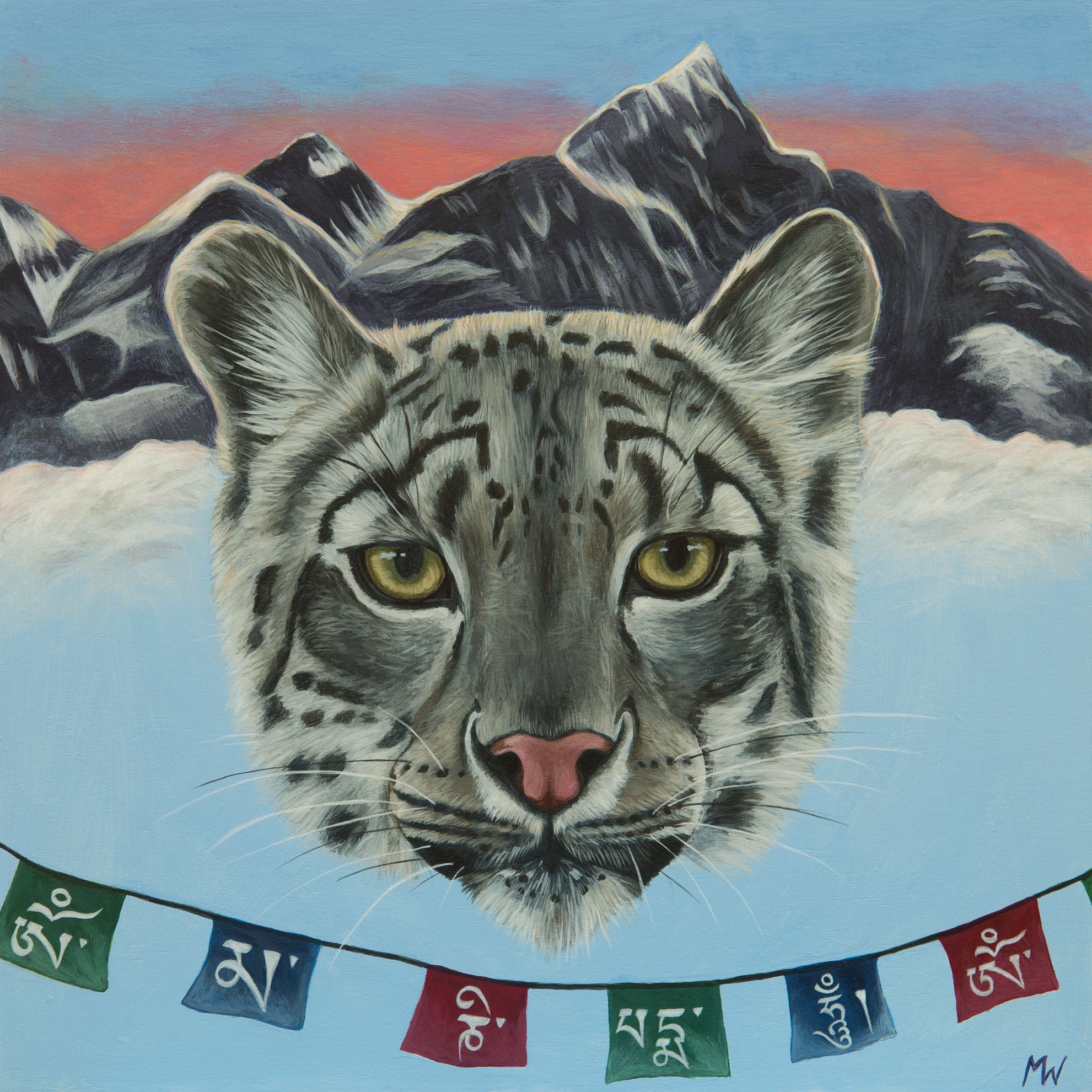 Artwork titled 'Chomolungma' by Michelle Waters, featuring acrylic on cradled birch panel, measuring 9'' x 12''.