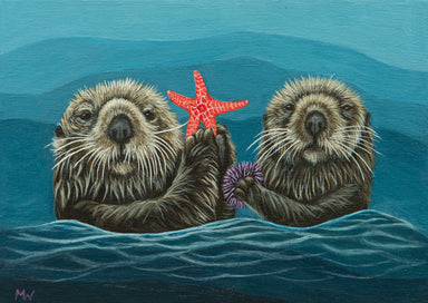 Michelle Waters | Otterly Adorable print on wood, 5x7 inch design showcasing an adorable otter.