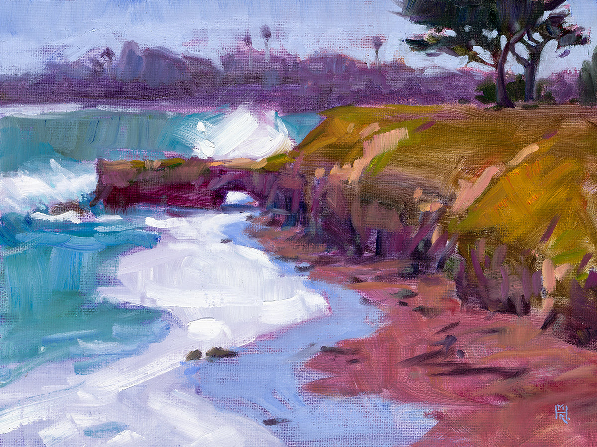 oil painting ocean cliff