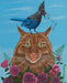 Acrylic painting titled 'The Noisy Neighbor' by Michelle Waters, featuring vibrant colors on birch panel, measuring 9.5” x 11.5”.