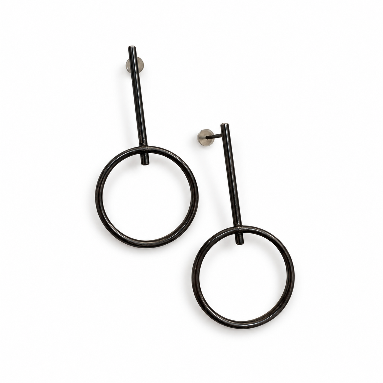 Sterling Silver Large O Dangle Earrings