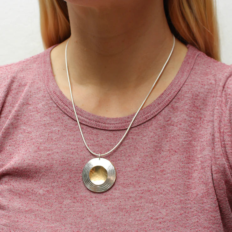 Small Textured Ring and Disc Necklace