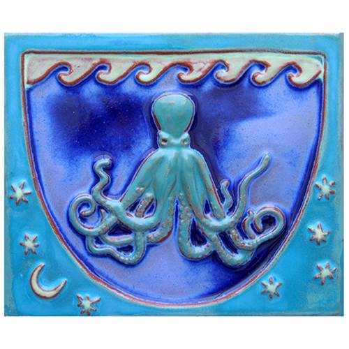 Octopus clay ceramic tile