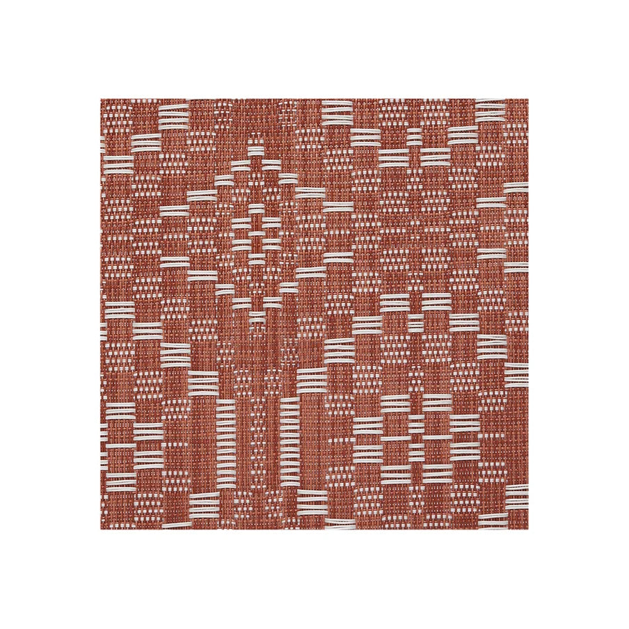 Chilewich Overshot Woven Floor Mat in Paprika featuring interlocking concentric circle rows