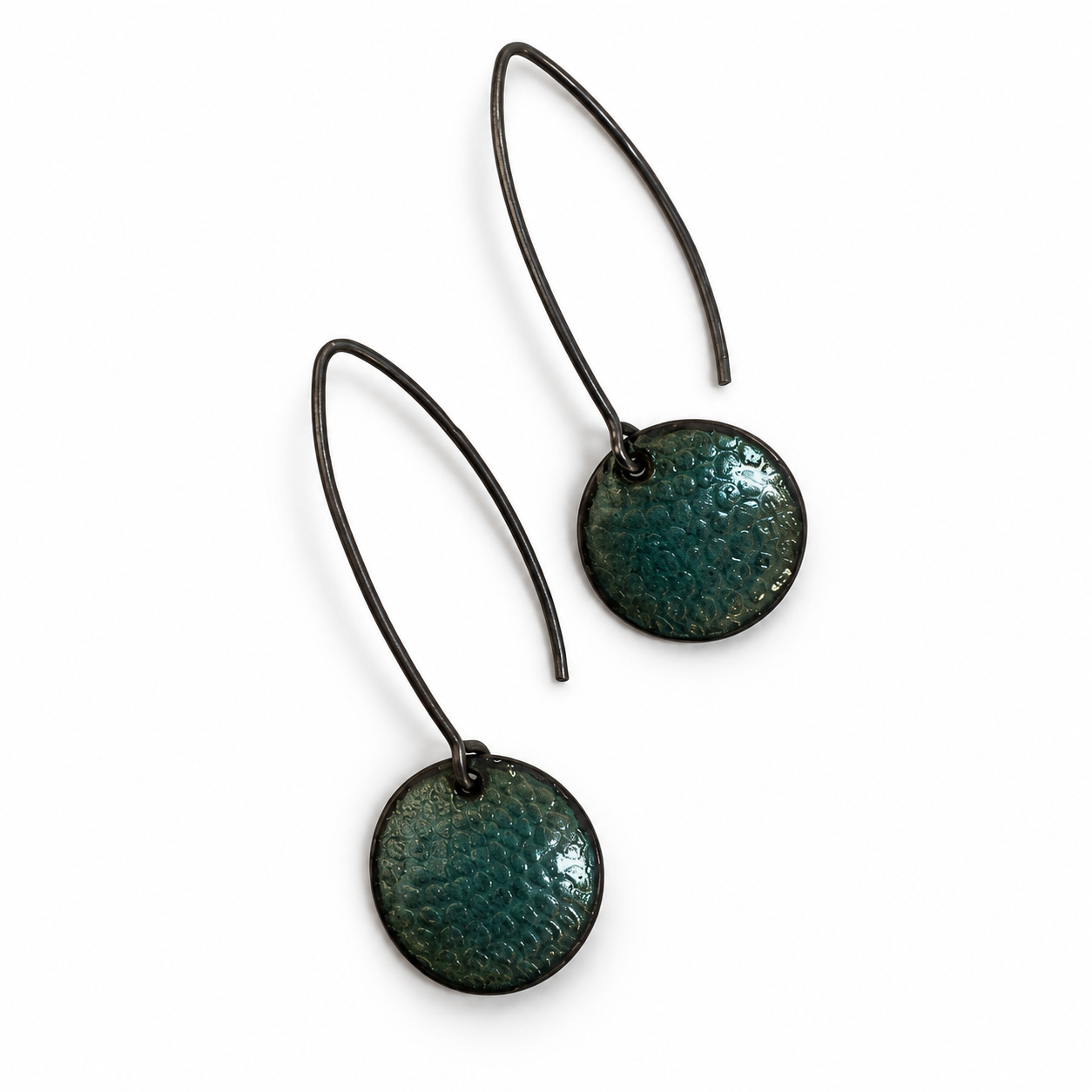 Enamel Diatom Long Drop Earrings