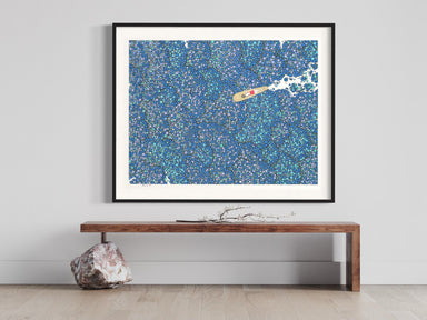 woman on paddleboard framed digital illustration 