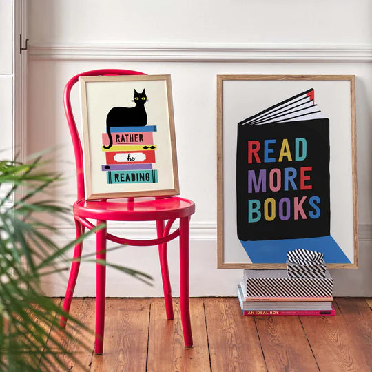 read more books art print framed with rather be reading art print