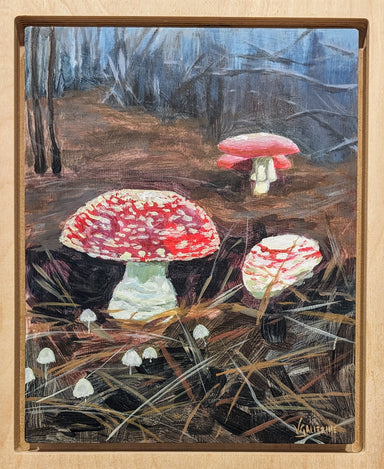 mushroom print on wood
