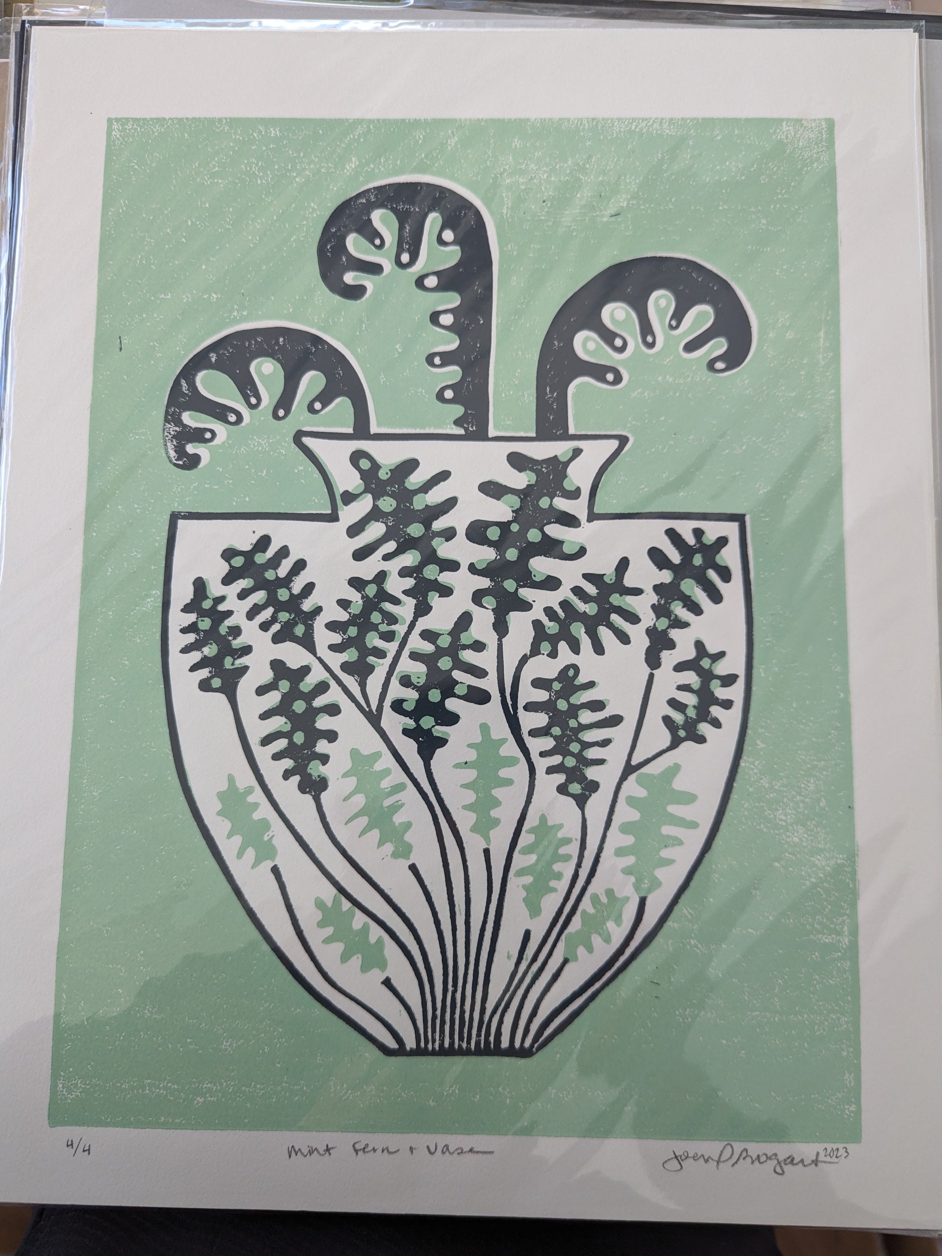 green fern vase print