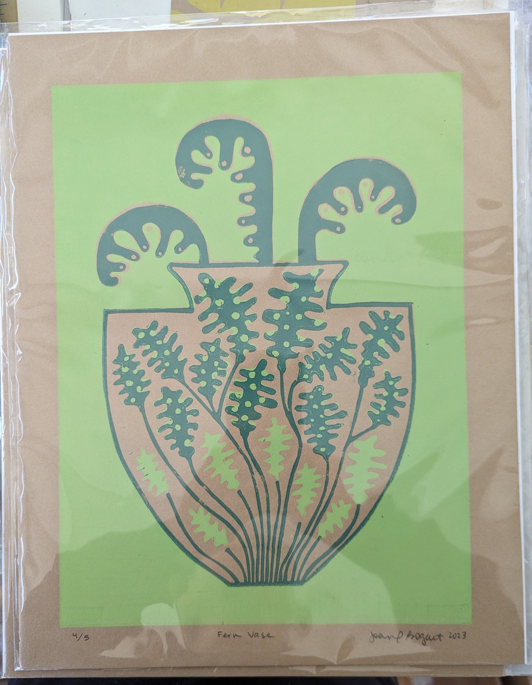green fern vase print