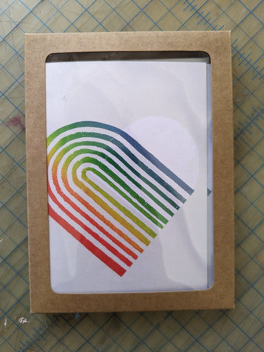 rainbow lino print card set