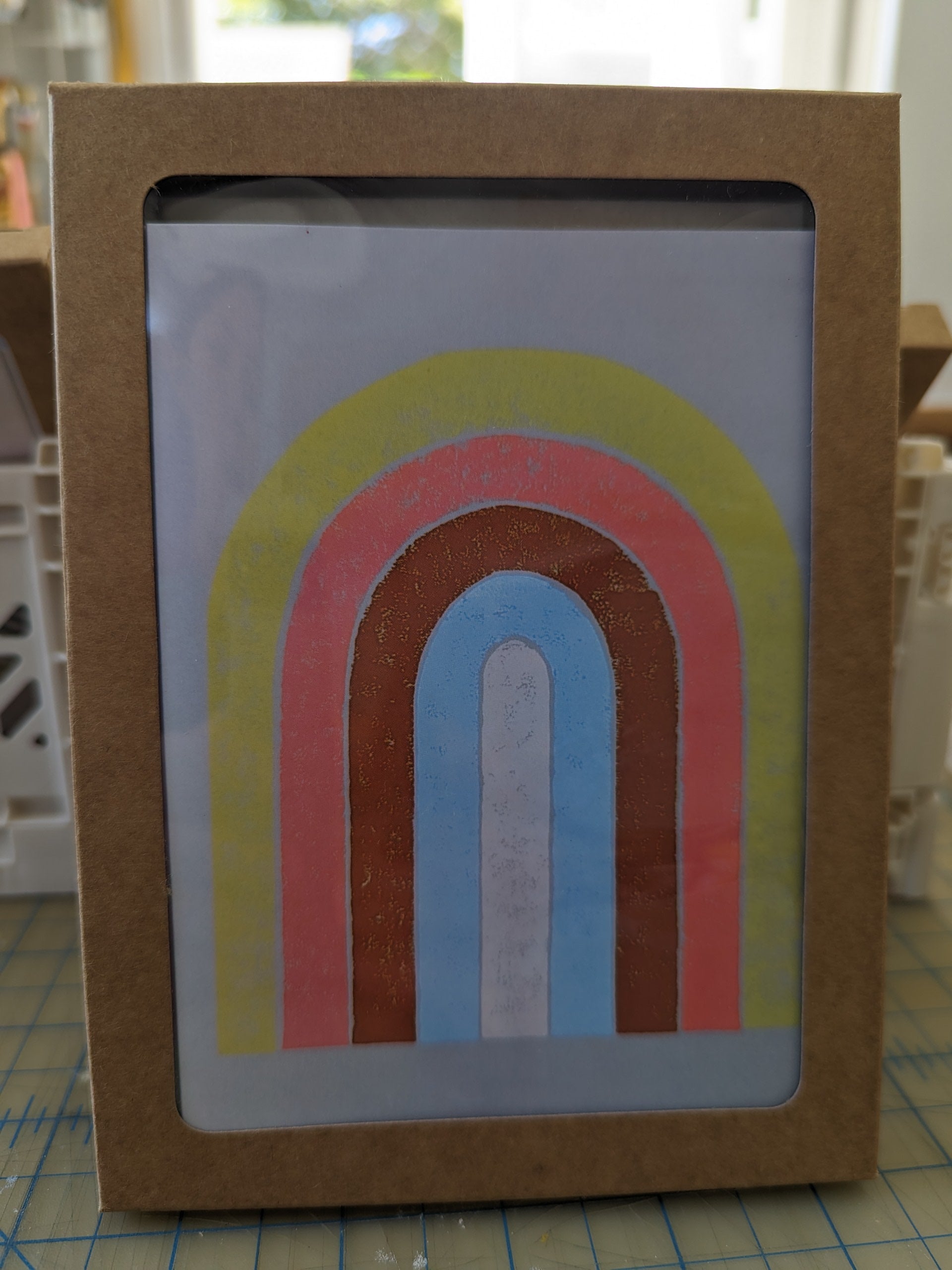 rainbow lino print card set